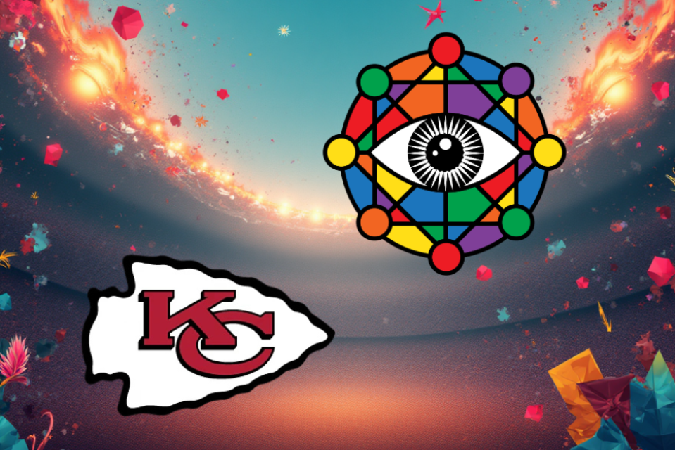 PSKC and Kansas City Chiefs campaign artwork in a colorful football stadium